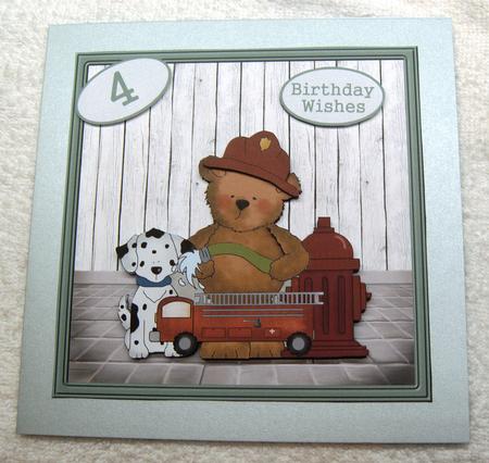Firefighter Crew 7x7 Card with Decoupage by Margaret Scott