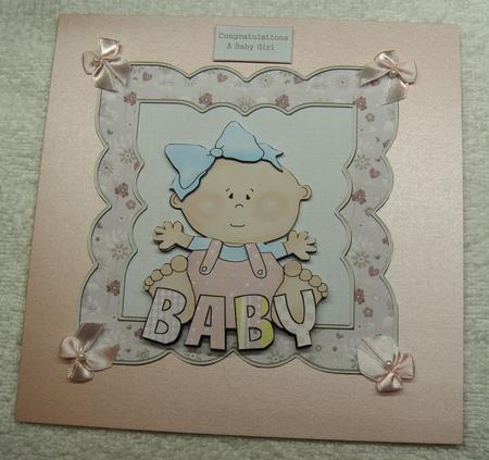 Baby Girl 6x6 Card with Decoupage by Margaret Scott