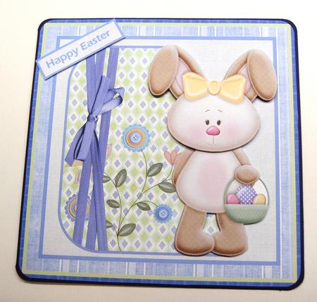 Easter Rabbit and Eggs 7x7 Card by Margaret Scott