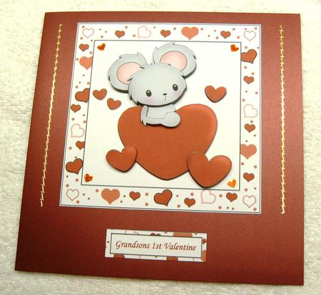 Valentine Mouse and Hearts by Margaret Scott