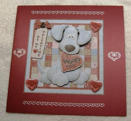 Be My Valentine "i Woof You" Card Front with Decoupage by Margaret Scott
