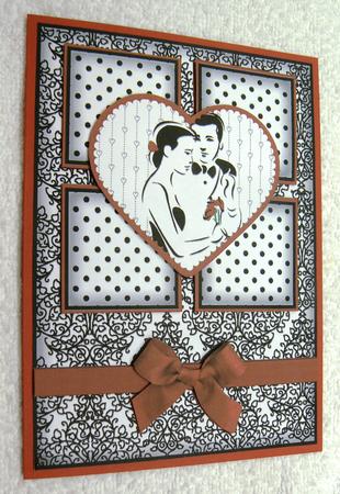 Engagement Silhouette 4 Square Red Heart Card 3 by Margaret Scott