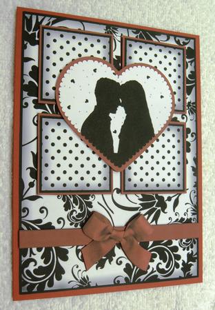 Engagement Silhouette 4 Square Red Heart Card 2 by Margaret Scott
