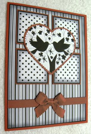 Engagement Silhouette 4 Square Red Heart Love Birds Card by Margaret Scott