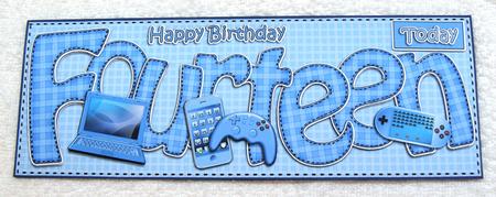 14th Birthday Large Dl Quick Card N 3D Decoupage by Margaret Scott