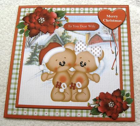 Cute Bears Christmas Card Mini Kit & Decoupage by Margaret Scott
