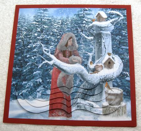 Yule Tide Magic - Feeding the Robin Family 2 Pyramid + Tag + by Margaret Scott