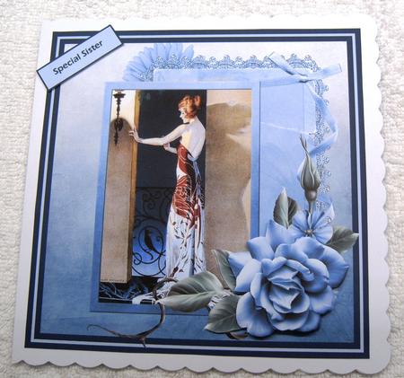 Waiting for Her Visitor 7x7 Card with Decoupage by Margaret Scott