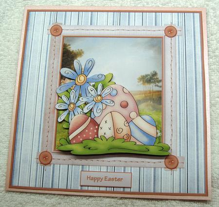 Easter Eggs and Flowers 8x8 Card and Decoupage by Margaret Scott
