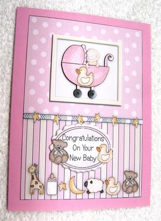 Pink New Baby Pram and Toys Topper by Margaret Scott