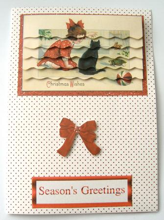 1920's Girl and Black Cat Christmas Stair Stacker Topper by Margaret Scott