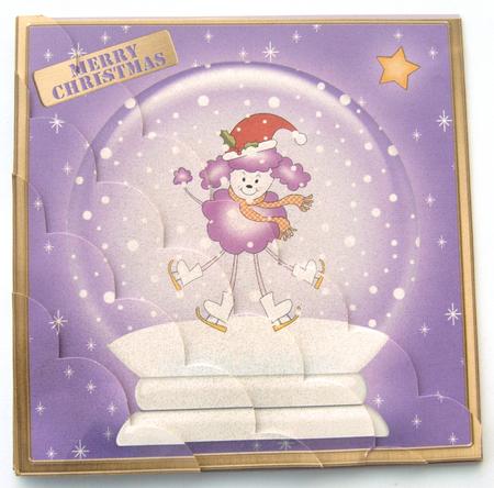 8 x 8 Cute Xmas Poodle Snowglobe Kit with Scalloped Corners by Margaret Scott