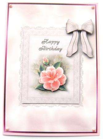Wild Pink Roses Card Front with Decoupage by Margaret Scott