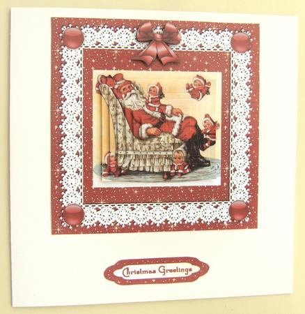 Santa Babies 'n Lace Square Pyramid Card Front by Margaret Scott