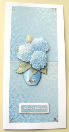 Blue Hydrangeas Over the Edge by Margaret Scott