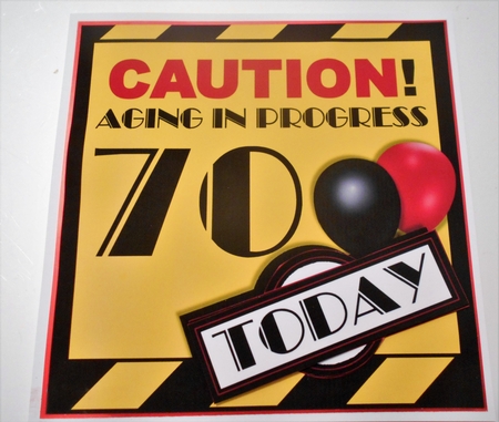 Aging in Progress Caution - 70th Birthday by Margaret Skinner