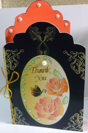 Double-tag Shaped Card ( Neon-red Black ) by Margaret Skinner