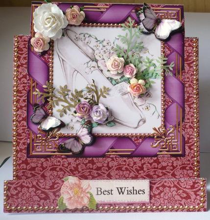 Wedding Shoe Easel Over the Edge Card by Margaret Skinner