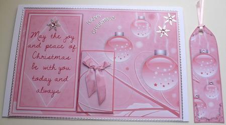 Pink Star Ornament Bookmark Keepsake Christmas Card by Margaret Skinner