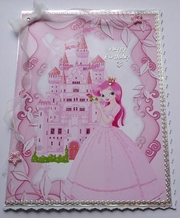 Pretty Princess with Pink Castle, A4 by Margaret Skinner