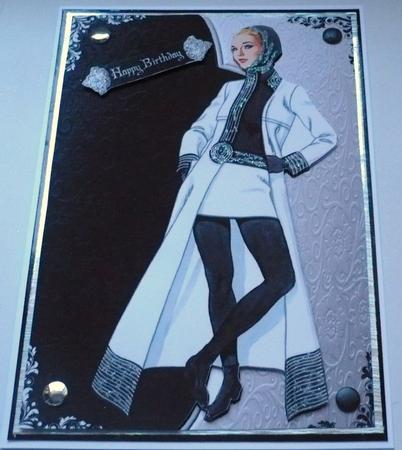 Mono Silver Chic Lady Envelope Card by Margaret Skinner
