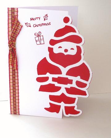 Father Christmas 3 Over The Edge Card by Margaret Skinner
