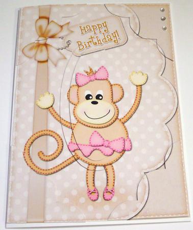 A5 Tu Tu Monkey Scallop Corners and Pyramage by Margaret Skinner