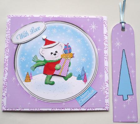 Xmas Teddy Quick Card with Decoupage by Margaret Skinner