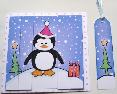 Cheeky Xmas Penguin Side Stacker by Margaret Skinner