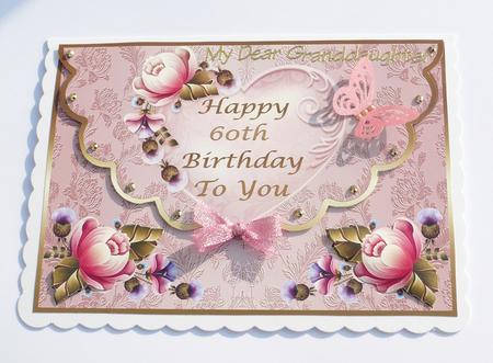 Scalloped Edge Envelope 60th Birthday Card Front by Margaret Skinner