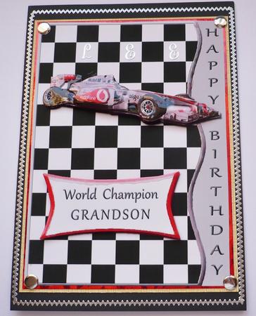 Racing Car - Silver - Birthday - Grandson by Margaret Skinner
