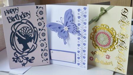 3 Fancy Edge Cards Cameo by Margaret Skinner