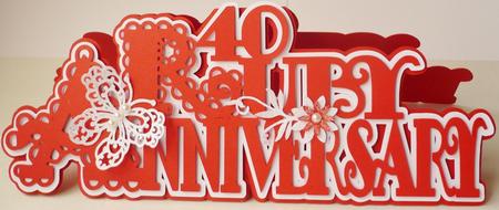 Scalloped Layered Ruby Anniversary Card - Only by Margaret Skinner