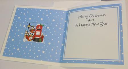 Xmas Owls N Postbox Matching Insert Square Landscape by Margaret Skinner