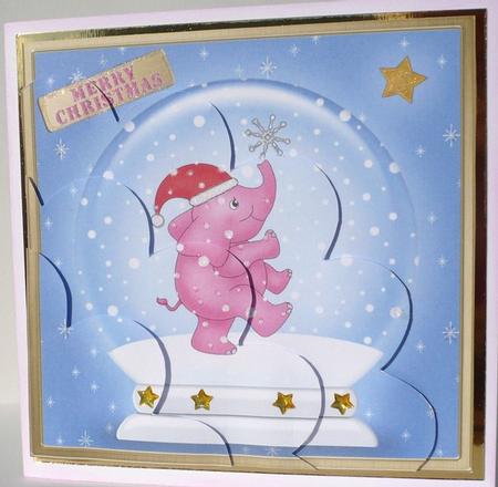 Xmas Elephant Snowglobe Shell Edged Corner Side Stacker by Margaret Skinner