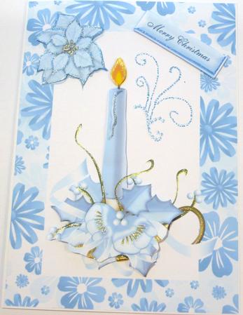 Pretty Ice Blue Candle in Frame by Margaret Skinner