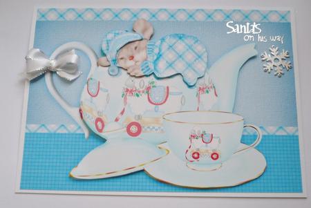 Little Mouse in a Teapot Night Before Christmas Quick Card by Margaret Skinner