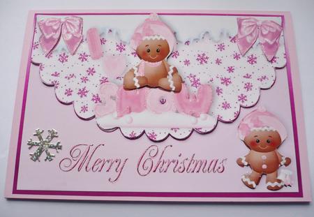 Gingerbread Girls on Scalloped Envelope with Bows by Margaret Skinner