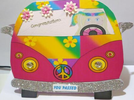 Large Vw Van Shaped Card Front by Margaret Skinner