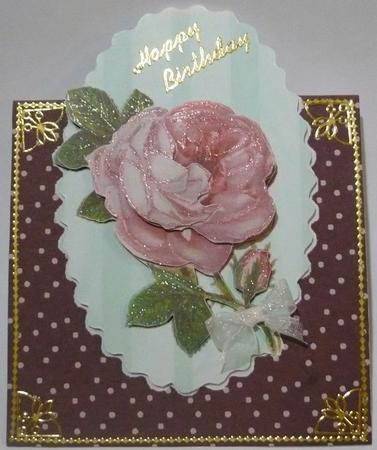 Cottage Rose 2 Over the Top Card by Margaret Skinner