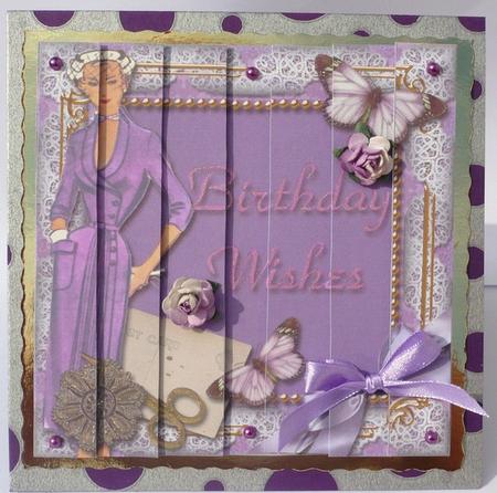 Lavender Lady Butterfly 5inch Square Straight 2 Side Stacker by Margaret Skinner