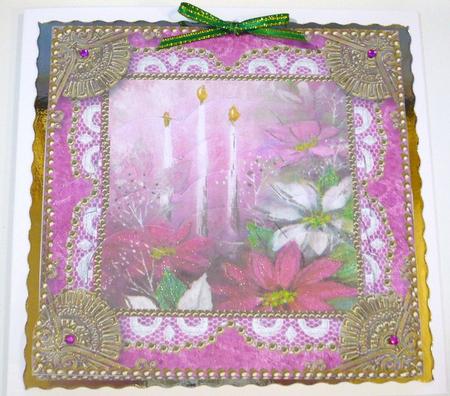 Pink Poinsettia Lace One Edge Scallop Bottom Stacker by Margaret Skinner