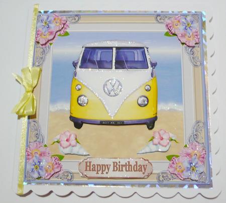 Birthday Decoupage Holiday Camper Van Topper 4 by Margaret Skinner