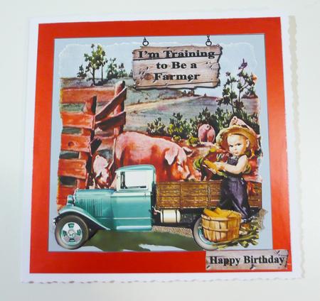 Farm Boy Card Topper with Decoupage by Margaret Skinner
