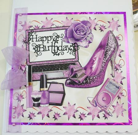 Glitter Purple Laptop Shoes & Access 8x8 by Margaret Skinner