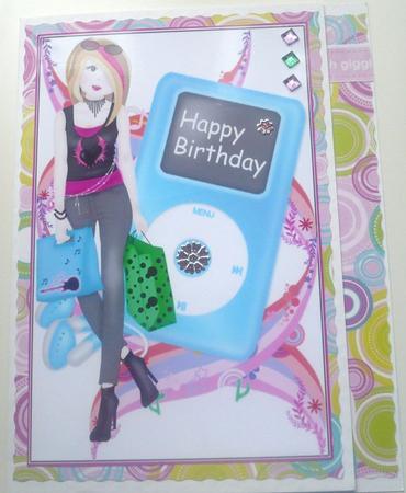 Ipod Teenager Spinner Card by Margaret Skinner