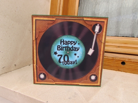 8 x 8 70th Birthday Record Scalloped Corner Topper by Margaret Swaby