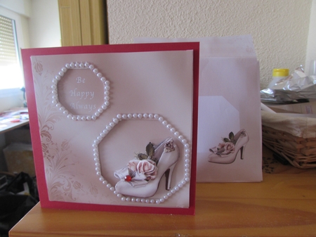 Wedding Shoe Double Aperture Fold Card by Margaret Swaby