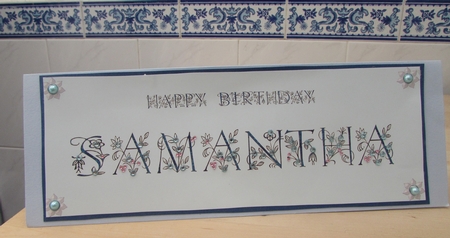 Large DL name card (Samantha) by Margaret Swaby