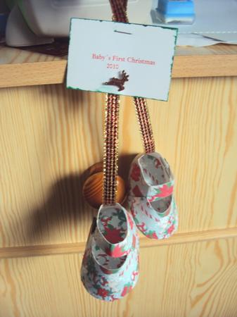 Christmas Jumble 3D Baby Shoes in Green by Margaret Swaby